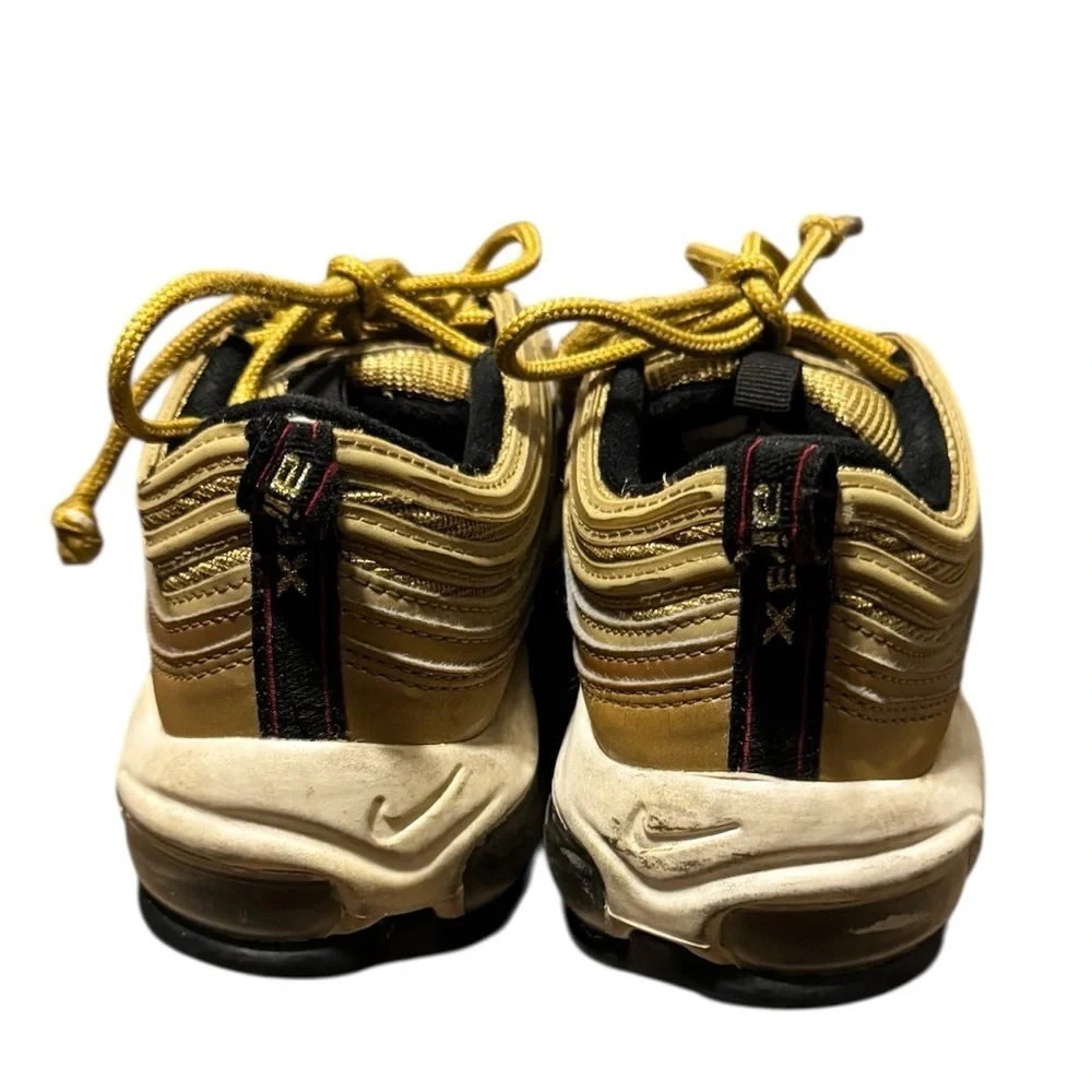 Nike Air Max 97 Metallic Gold Unisex Size 4.5Y Sneakers Running Shoes